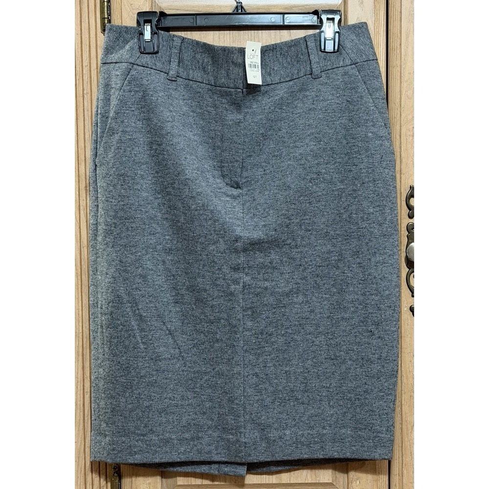 Ann Taylor Loft Curvy Straight & Pencil Skirt Women's Size 12T Gray Back Slit